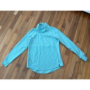 LL Bean Cozy Mixed Knit Pullover Sweatshirt Women's Green Funnel Neck Size S